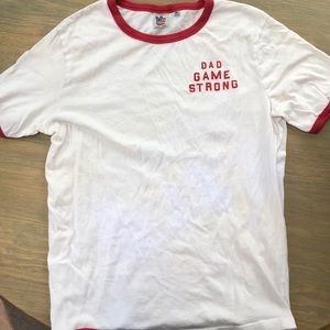 White and Red Dad Game Strong T-Shirt